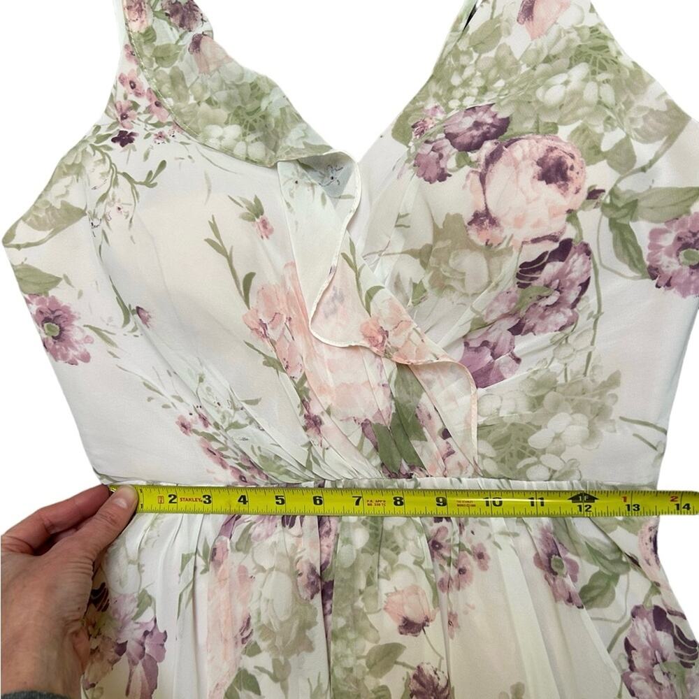 Jenny Yoo Floral Halter Maxi Dress in Cream and Pastel Green - Picture 6 of 11